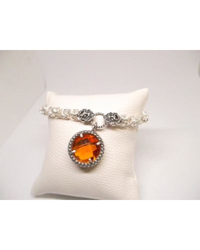 Bracciale argento con pietra di colore arancio lavorata