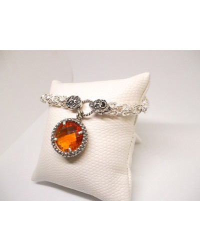 Bracciale argento con pietra di colore arancio lavorata