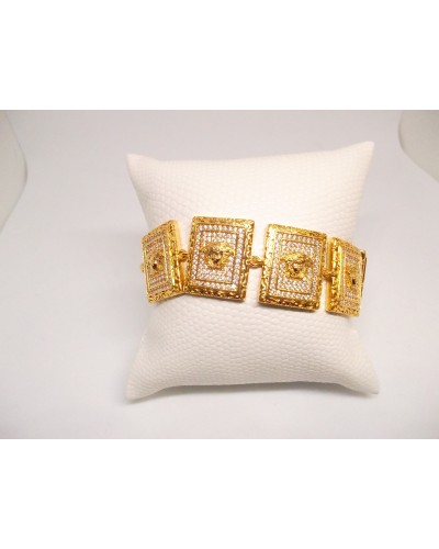 Bracciale Versace con maglie quadri all'interno zirconi e