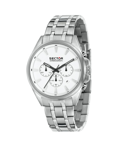 Sector Orologio Uomo 280 Chrono Bracciale Acciaio Bianco Sub